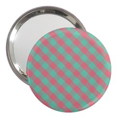 Cross Pink Green Gingham Digital Paper 3  Handbag Mirrors