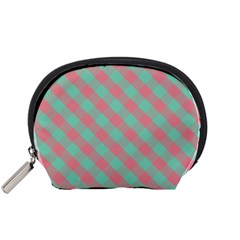 Cross Pink Green Gingham Digital Paper Accessory Pouches (small) 