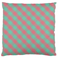 Cross Pink Green Gingham Digital Paper Standard Flano Cushion Case (one Side)