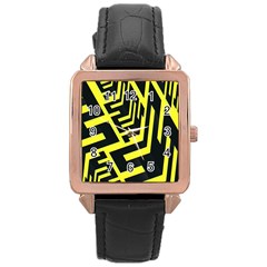 Pattern Abstract Rose Gold Leather Watch  by Simbadda