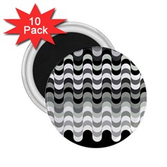 Chevron Wave Triangle Waves Grey Black 2 25  Magnets (10 Pack) 