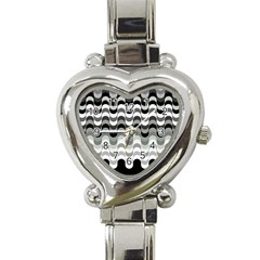 Chevron Wave Triangle Waves Grey Black Heart Italian Charm Watch by Alisyart