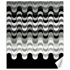 Chevron Wave Triangle Waves Grey Black Canvas 8  X 10 