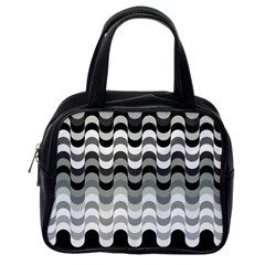 Chevron Wave Triangle Waves Grey Black Classic Handbags (one Side)