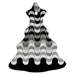 Chevron Wave Triangle Waves Grey Black Ornament (christmas Tree) 