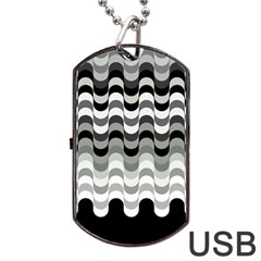 Chevron Wave Triangle Waves Grey Black Dog Tag Usb Flash (two Sides)