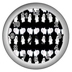 Cute Ghost Pattern Wall Clocks (silver) 