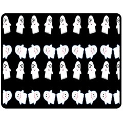 Cute Ghost Pattern Fleece Blanket (medium)  by Simbadda