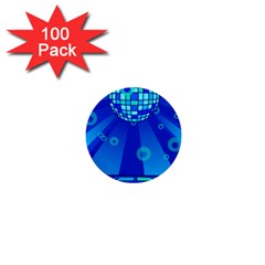 Disco Ball Retina Blue Circle Light 1  Mini Buttons (100 Pack)  by Alisyart