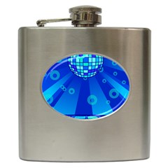 Disco Ball Retina Blue Circle Light Hip Flask (6 Oz) by Alisyart