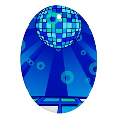 Disco Ball Retina Blue Circle Light Oval Ornament (two Sides)