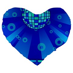 Disco Ball Retina Blue Circle Light Large 19  Premium Heart Shape Cushions