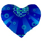 Disco Ball Retina Blue Circle Light Large 19  Premium Flano Heart Shape Cushions Front