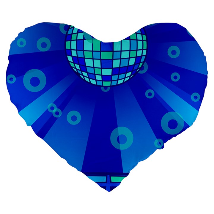 Disco Ball Retina Blue Circle Light Large 19  Premium Flano Heart Shape Cushions