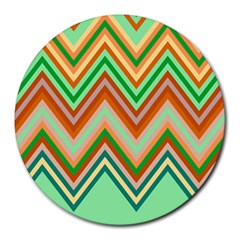 Chevron Wave Color Rainbow Triangle Waves Round Mousepads by Alisyart