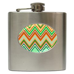 Chevron Wave Color Rainbow Triangle Waves Hip Flask (6 Oz) by Alisyart