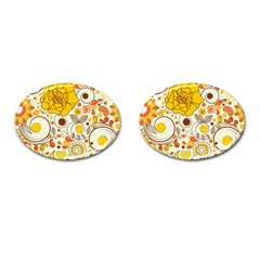 Cute Fall Flower Rose Leaf Star Sunflower Orange Cufflinks (oval)