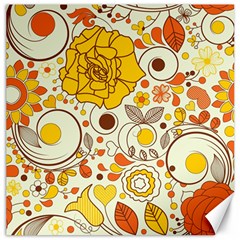 Cute Fall Flower Rose Leaf Star Sunflower Orange Canvas 12  X 12  