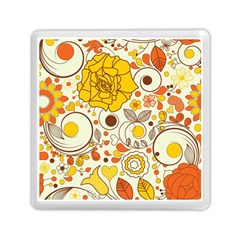 Cute Fall Flower Rose Leaf Star Sunflower Orange Memory Card Reader (square) 