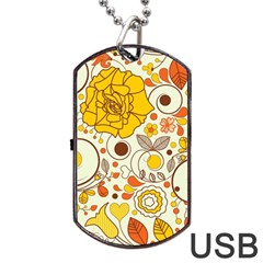 Cute Fall Flower Rose Leaf Star Sunflower Orange Dog Tag Usb Flash (two Sides) by Alisyart