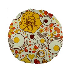 Cute Fall Flower Rose Leaf Star Sunflower Orange Standard 15  Premium Round Cushions by Alisyart