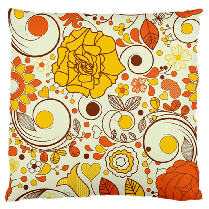 Cute Fall Flower Rose Leaf Star Sunflower Orange Standard Flano Cushion Case (One Side)