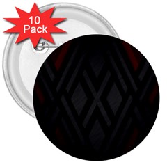 Abstract Dark Simple Red 3  Buttons (10 pack) 