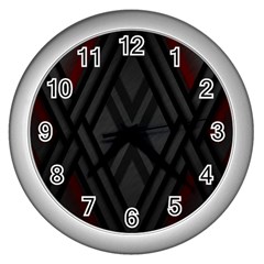 Abstract Dark Simple Red Wall Clocks (silver) 