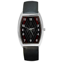 Abstract Dark Simple Red Barrel Style Metal Watch