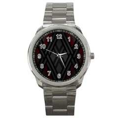 Abstract Dark Simple Red Sport Metal Watch