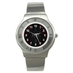 Abstract Dark Simple Red Stainless Steel Watch