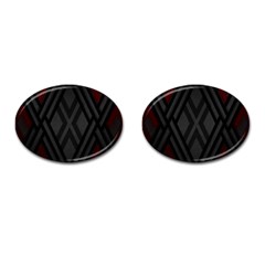 Abstract Dark Simple Red Cufflinks (Oval)