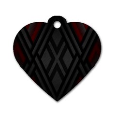 Abstract Dark Simple Red Dog Tag Heart (One Side)