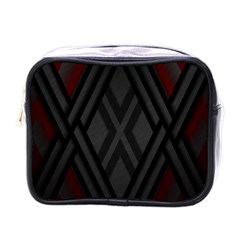 Abstract Dark Simple Red Mini Toiletries Bags