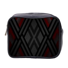 Abstract Dark Simple Red Mini Toiletries Bag 2-Side