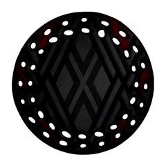 Abstract Dark Simple Red Ornament (Round Filigree)