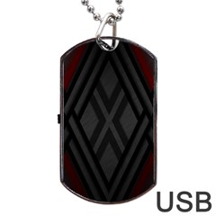 Abstract Dark Simple Red Dog Tag USB Flash (Two Sides)