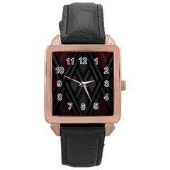 Abstract Dark Simple Red Rose Gold Leather Watch 