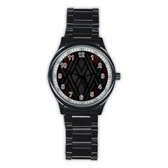 Abstract Dark Simple Red Stainless Steel Round Watch