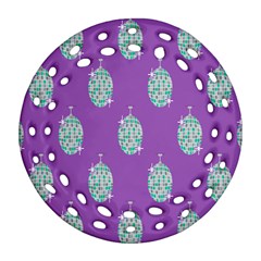 Disco Ball Wallpaper Retina Purple Light Round Filigree Ornament (two Sides)