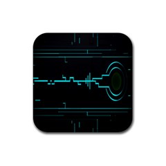 Blue Aqua Digital Art Circuitry Gray Black Artwork Abstract Geometry Rubber Coaster (square) 