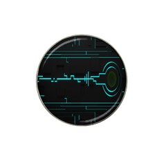 Blue Aqua Digital Art Circuitry Gray Black Artwork Abstract Geometry Hat Clip Ball Marker (4 Pack) by Simbadda