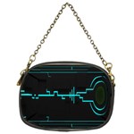 Blue Aqua Digital Art Circuitry Gray Black Artwork Abstract Geometry Chain Purses (Two Sides)  Back