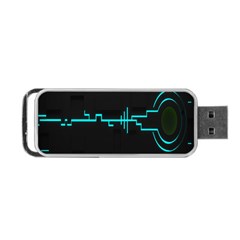 Blue Aqua Digital Art Circuitry Gray Black Artwork Abstract Geometry Portable Usb Flash (two Sides) by Simbadda