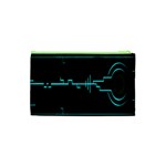 Blue Aqua Digital Art Circuitry Gray Black Artwork Abstract Geometry Cosmetic Bag (XS) Back