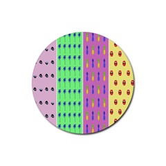 Eye Coconut Palms Lips Pineapple Pink Green Red Yellow Rubber Coaster (round) 