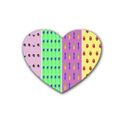 Eye Coconut Palms Lips Pineapple Pink Green Red Yellow Heart Coaster (4 Pack) 