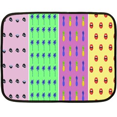 Eye Coconut Palms Lips Pineapple Pink Green Red Yellow Double Sided Fleece Blanket (mini) 