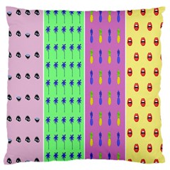 Eye Coconut Palms Lips Pineapple Pink Green Red Yellow Large Flano Cushion Case (two Sides)