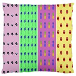 Eye Coconut Palms Lips Pineapple Pink Green Red Yellow Large Flano Cushion Case (Two Sides) Back